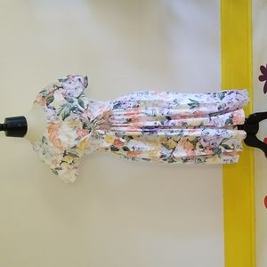 VINTAGE pastel cabbage rose cotton dress size L